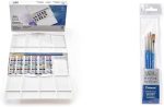 Winsor & Newton Cotman Watercolor Paint, Plus Set 24 Half Pans, Set of 24